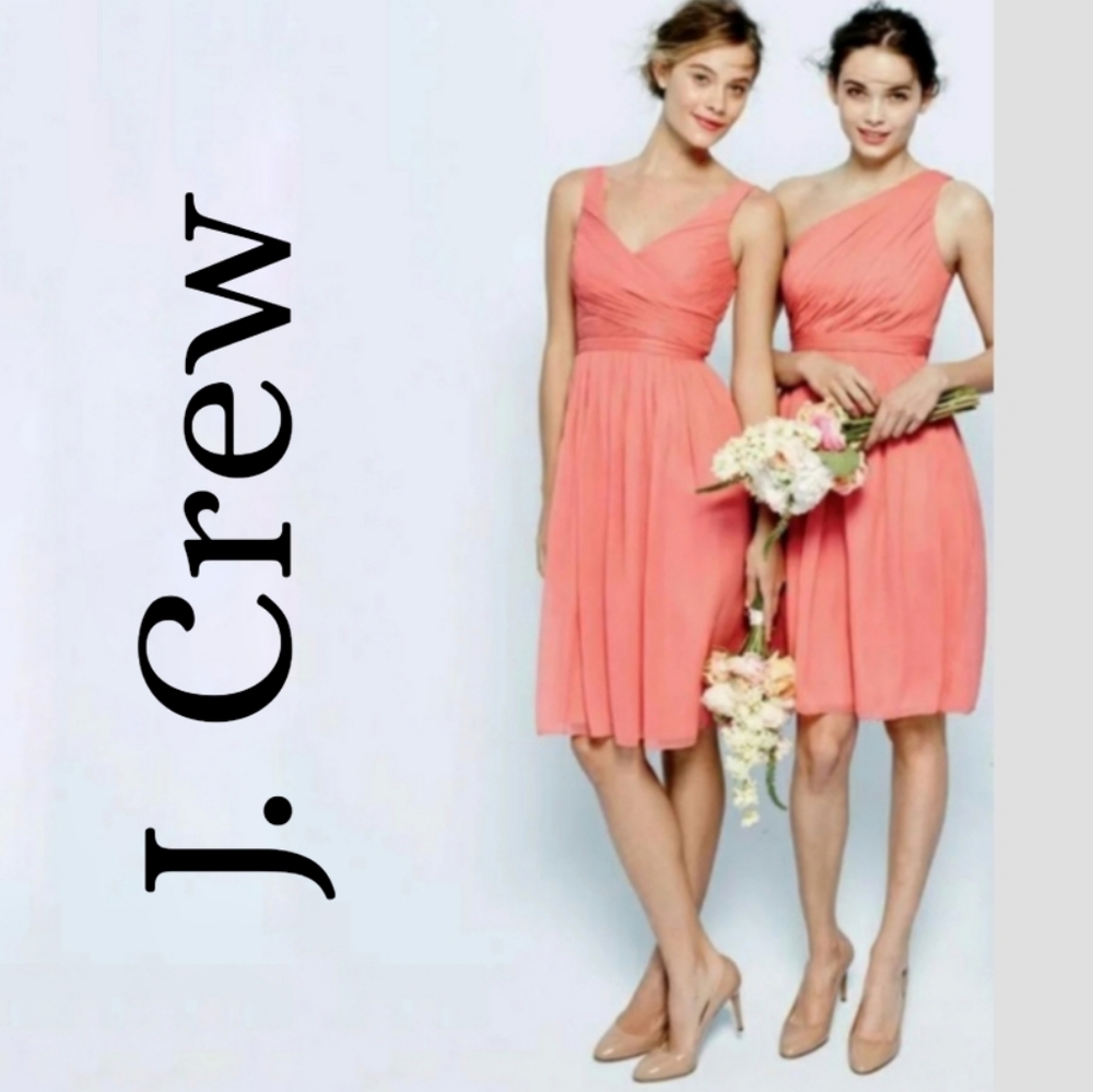 J Crew Heidi Silk Chiffon Surplice Ruched Dress 8